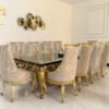 Handcrafted solid sheesham wood dining table and dining chairs dining table set by MZee Furniture in a modern dining room