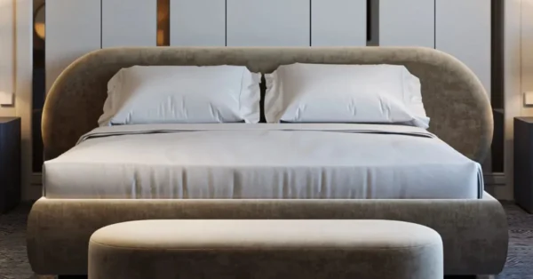 Modern Curved Upholstered King size Bed Design MZee Furniture USA