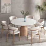 Round Dining Table MZee Furniture USA Solid Sheesham Wood