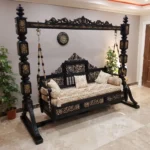 Wooden swing set Luxury Carved Swing MZee Furniture USA