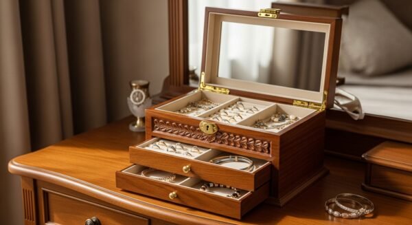 Wooden Jewelry Box Handmade, Jewelry Box with Lock