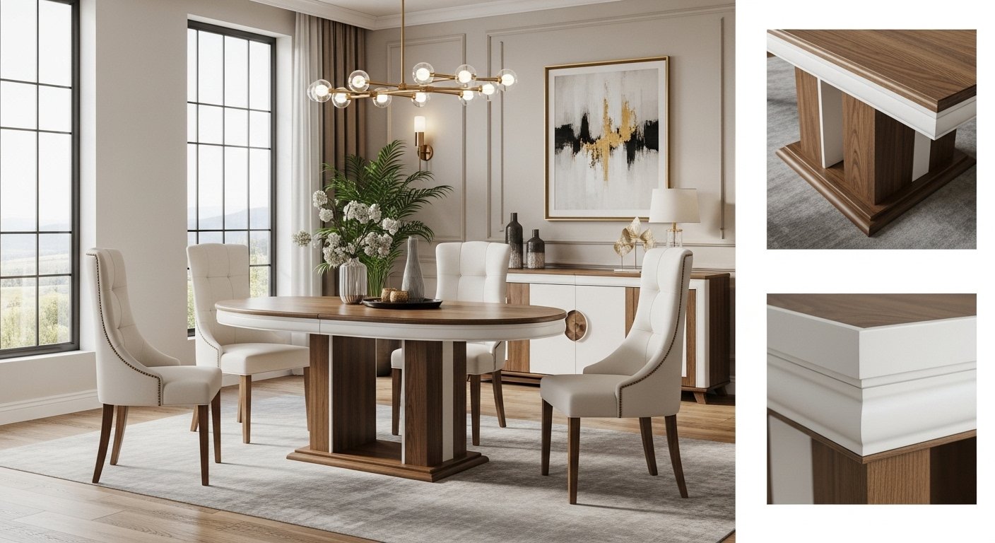 Round-dining-table-set-for-4-White