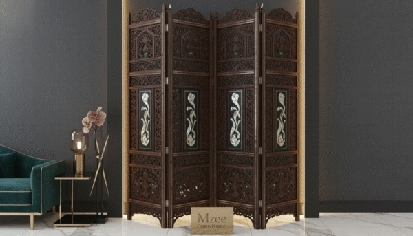 Wood Carved Room Divider Screen – MZee Room Divider