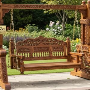 handcrafted porch swing wood carving